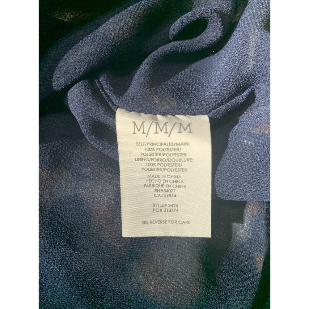 Cabi Lydia Sheer Chiffon 3/4 Sleeve Blouse Top Medium Blue Yellow Floral Office - Picture 10 of 12